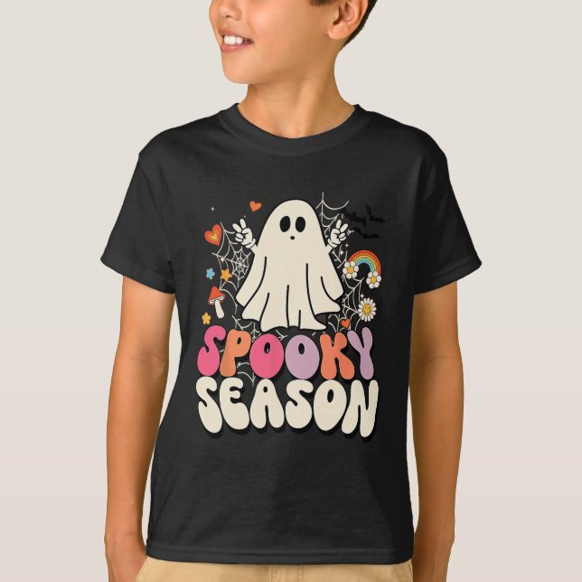 Halloween Groovy Boo Ghost Spooky Mens Kids T-Shirt (Vorderseite)