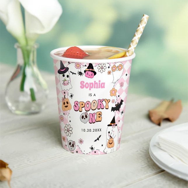 Halloween Groovy Ghost 1. Geburtstag Pappbecher (Von Creator hochgeladen)