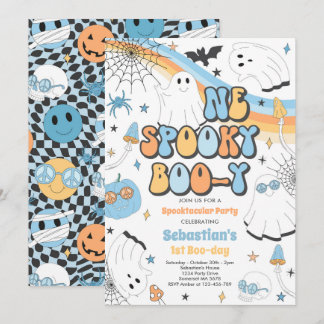 Halloween Groovy Niedlich Ghost 1. Geburtstag Part Einladung
