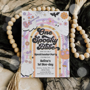 Halloween Groovy Niedlich Ghost 1. Geburtstag Part Einladung