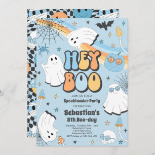 Halloween Groovy Niedlich Ghost Hey Boo Birthday P Einladung