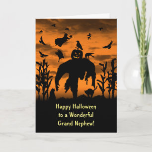 Halloween Groß- oder Enkelneffe Vogelscheuche Hexe Karte