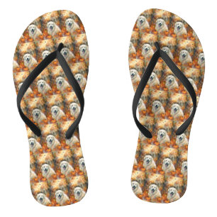 Halloween Große Pyrenäen mit Pumpkins Beängstigend Flip Flops