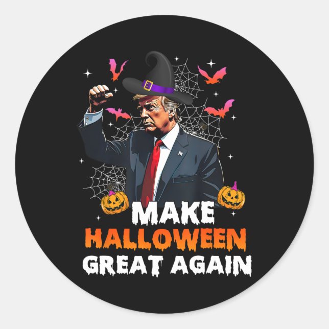Halloween Große wieder lustige Trump Spooky Seas Runder Aufkleber (Vorderseite)