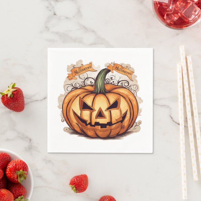 Halloween: Großer Kürbis -  Serviette (Beispiel)