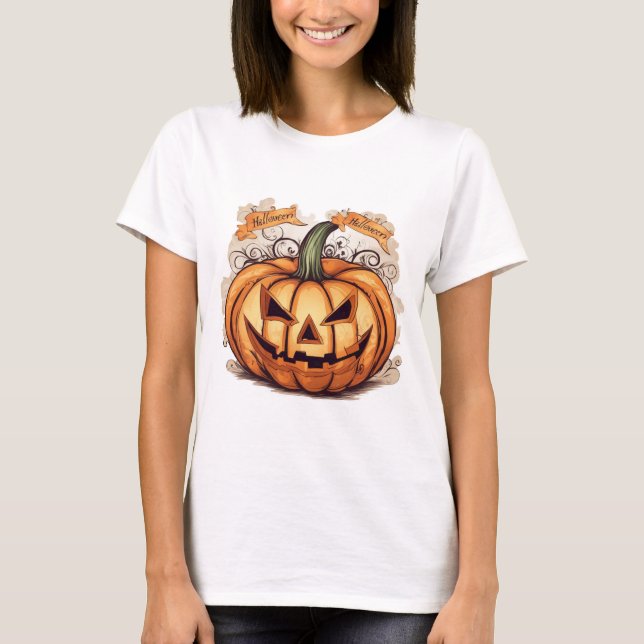 Halloween: Großer Kürbis -  T-Shirt (Vorderseite)