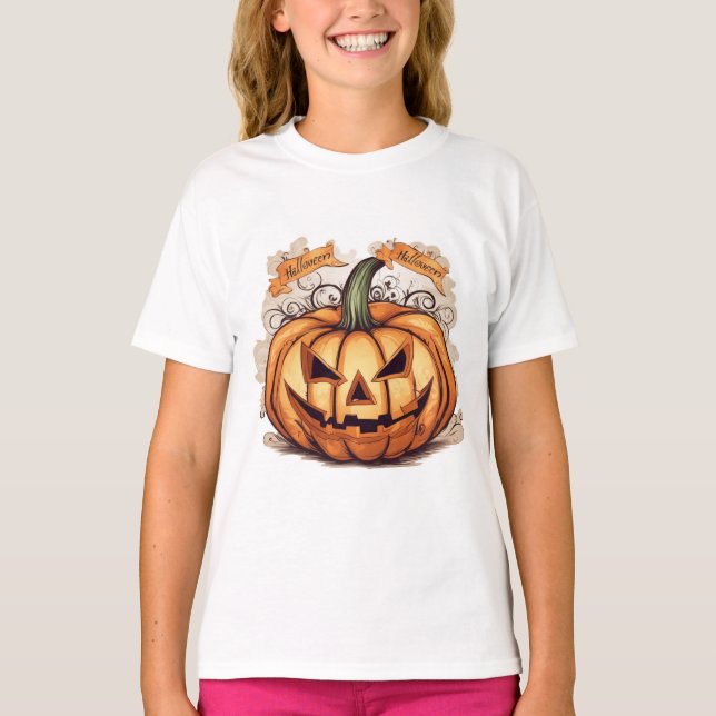 Halloween: Großer Kürbis -  T-Shirt (Vorderseite)