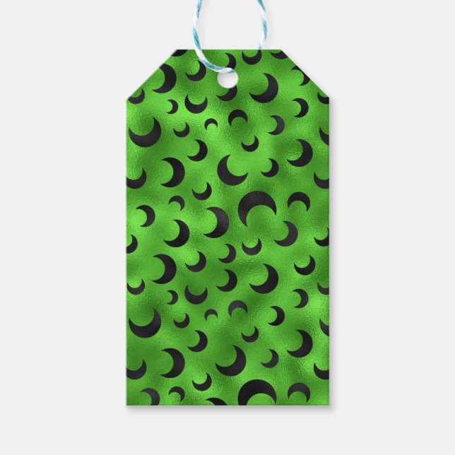 HALLOWEEN GRÜN MIT SCHWARZEN HALBEN GESCHENKANHÄNGER (Vorderseite)