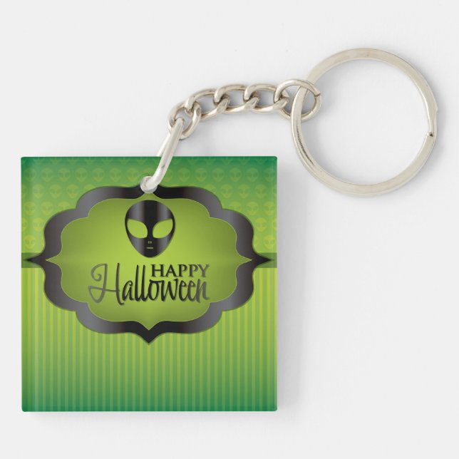 Halloween-grüne Alien Schlüsselanhänger (Rückseite)