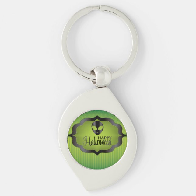 Halloween-grüne Alien Schlüsselanhänger (Vorderseite)