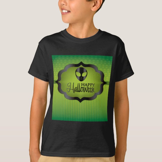 Halloween-grüne Alien T-Shirt (Vorderseite)