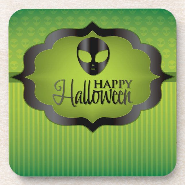 Halloween-grüne Alien Untersetzer (Vorderseite)