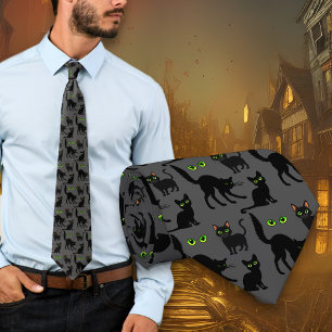 Halloween Grüne Augen Katzen Muster Krawatte