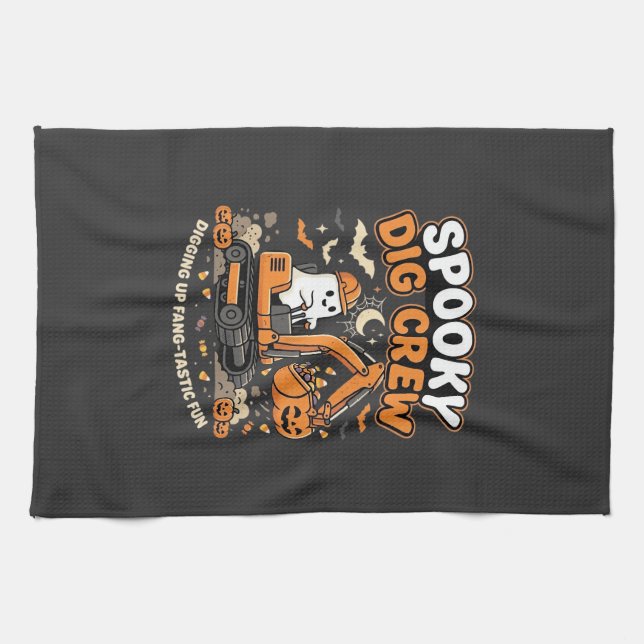 Halloween Grusel-Ausgrabungs-Crew Geschirrtuch (Horizontal)