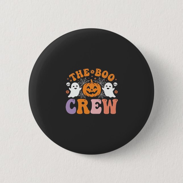 Halloween Grusel-Crew Geist Kürbis Design_1 Button (Vorderseite)