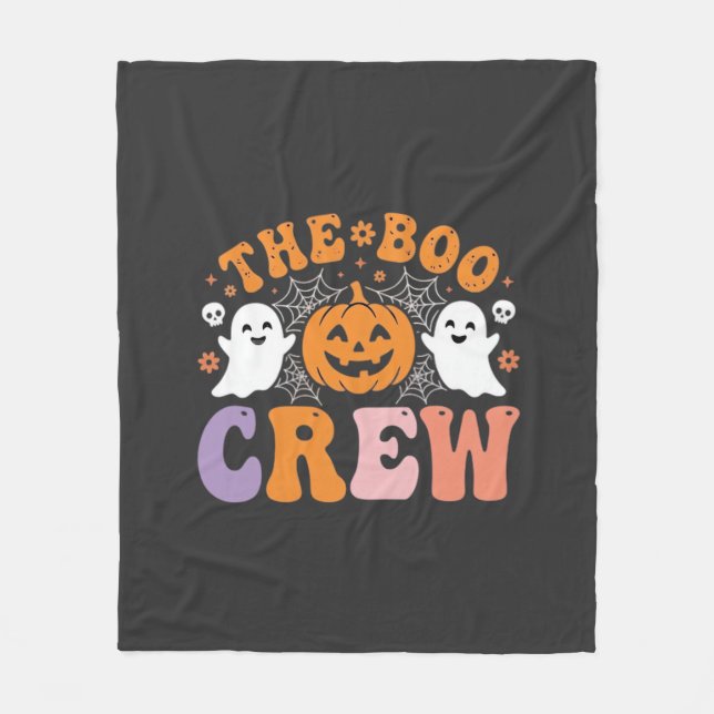 Halloween Grusel Crew Geist Kürbis Design_1 Fleecedecke (Vorderseite)