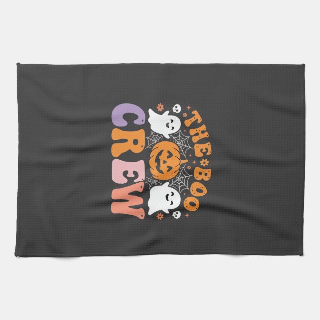 Halloween Grusel-Crew Geist-Kürbis-Design_1 Geschirrtuch (Horizontal)