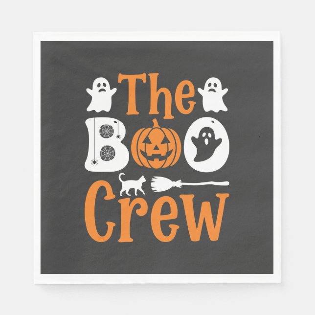 Halloween Grusel-Crew-Geist-Kürbis-Katze-Design Serviette (Vorderseite)