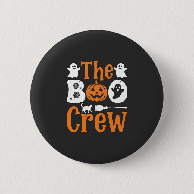 Halloween Grusel Crew Geist Kürbis Katzen Design Button (Vorderseite)