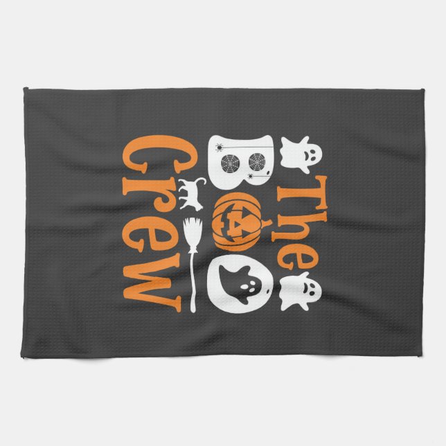 Halloween Grusel-Crew Geist Kürbis Katzen Design Geschirrtuch (Horizontal)
