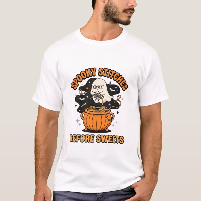 Halloween Grusel Garn Ghost T-Shirt (Vorderseite)