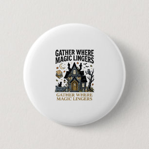 Halloween Grusel-Hütte Zusammenkunft Button