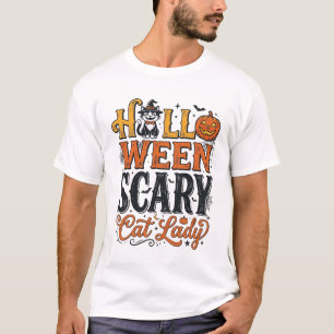 Halloween Grusel Katzen Dame Vintage Katze T-Shirt