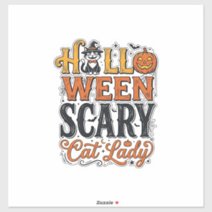 Halloween Grusel Katzen Dame Vintage Katze T-Shirt Aufkleber