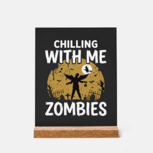 Halloween Grusel mit mir Zombies Vintage-Grafik Acrylschild