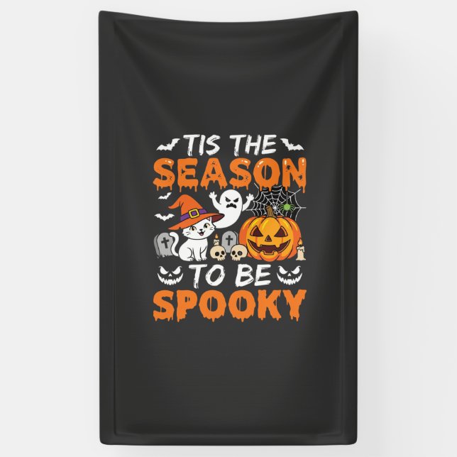 Halloween Grusel Saison Katze Geist Kürbis Banner (Vertikal)