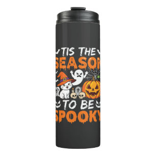 Halloween Grusel-Saison Katze Geist Kürbis Thermosbecher