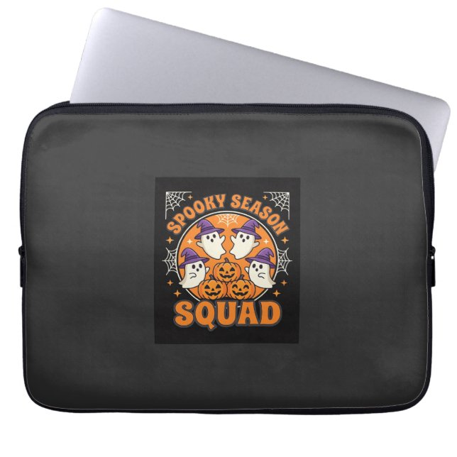 Halloween Grusel-Saison-Squad-Geist-Kürbis-Design Laptopschutzhülle (Vorderseite)