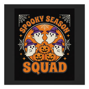 Halloween Grusel-Saison-Squad-Geist-Kürbis-Design Poster