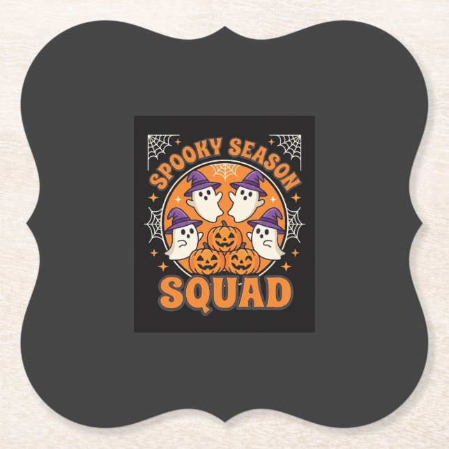 Halloween Grusel-Saison-Team Geist-Kürbis-Design Untersetzer (Vorderseite)
