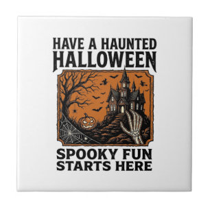 Halloween Grusel-Shirt Spukig Vintage-Party-Design Fliese