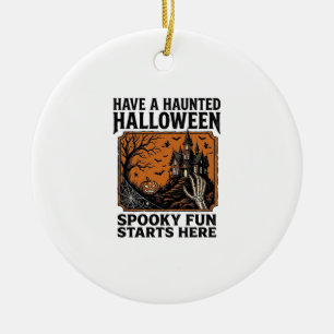 Halloween Grusel-Shirt Spukig Vintage-Party-Design Keramik Ornament