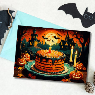 Halloween Gruselhaus Geburtstagskuchen Karte