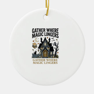 Halloween Gruselhäuschen-Treffen Keramik Ornament