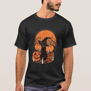 Halloween Gruselig Schwarz Katzen Kostüm Hut Hexe T-Shirt