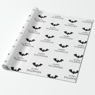 Halloween Gruselig Schwarz-Weiß-Fledermäuse-Muster Geschenkpapier