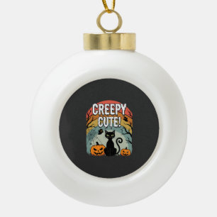 Halloween Gruselig Süße Schwarze Katze Kürbis Desi Keramik Kugel-Ornament