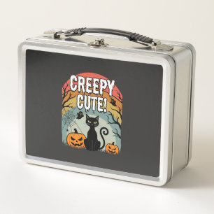 Halloween Gruselig Süße Schwarze Katze Kürbis Desi Metall Brotdose