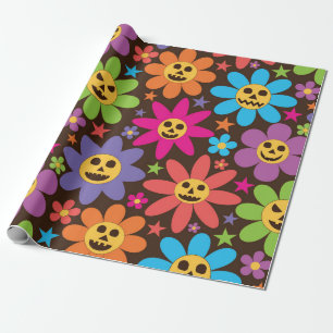Halloween Gruselige Groovy Blumen Geschenkpapier