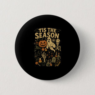 Halloween Gruselige Jahreszeit Kürbis Hexe Die Zei Button