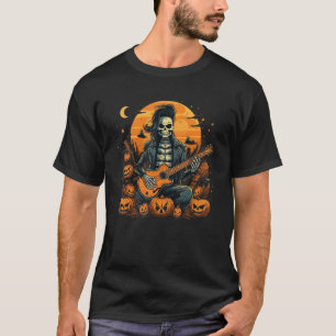 Halloween Gruselige Jahreszeit Skelett spielt Gita T-Shirt
