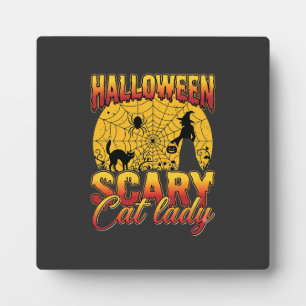 Halloween Gruselige Katzenlady Hexe Spinnennetz Fotoplatte