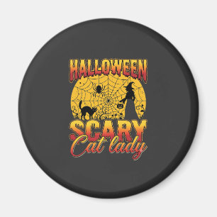Halloween Gruselige Katzenlady Hexe Spinnennetz Magnet