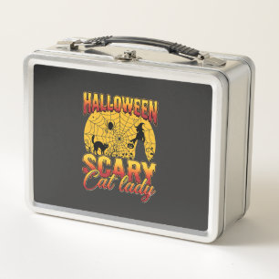 Halloween Gruselige Katzenlady Hexe Spinnennetz Metall Brotdose