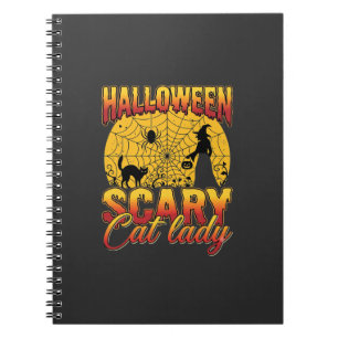 Halloween Gruselige Katzenlady Hexe Spinnennetz Notizblock