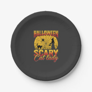 Halloween Gruselige Katzenlady Hexe Spinnennetz Pappteller